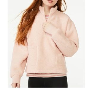 Pink Teddy coat quarter zip